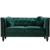 Vente-unique Chesterfield Zitbank-2-Zitsbank Smaragdgroen Fluweel Turner