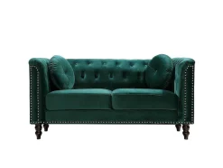 Vente-unique Chesterfield Zitbank-2-Zitsbank Smaragdgroen Fluweel Turner