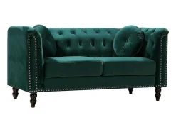 Vente-unique Chesterfield Zitbank-2-Zitsbank Smaragdgroen Fluweel Turner