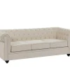 Vente-unique Chesterfield Zitbank-3-Zitsbank Van Beige Stof Chesterfield