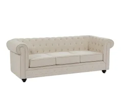 Vente-unique Chesterfield Zitbank-3-Zitsbank Van Beige Stof Chesterfield