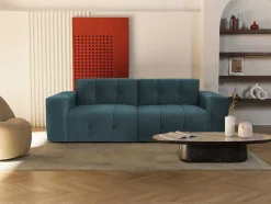Vente-unique Designer Zitbank-3-Zitsbank Van Eendenblauw Fluweel Inirida