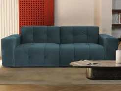 Vente-unique Designer Zitbank-3-Zitsbank Van Eendenblauw Fluweel Inirida