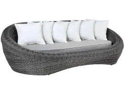 MYLIA Loungeset-3-Zitsbank Van Gevlochten Hars - Grijs - Whiteheaven