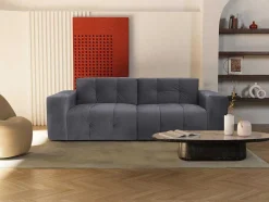 Vente-unique Designer Zitbank-3-Zitsbank Van Grijs Fluweel Inirida