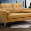 Vente-unique Scandinavisch-2-Zitsbank Van Stof Met Woleffect Tatum - Geel