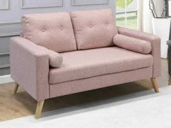 Vente-unique Scandinavisch-2-Zitsbank Van Stof Met Woleffect Tatum - Poederrose