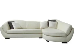 PASCAL MORABITO Designer Zitbank-5-Zitshoekbank In Buffelleer Caipi - Ivoorkleur - Hoek Rechts - Van