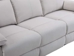 Vente-unique Relaxbanken Met Manuele Relaxfunctie-3-Zits-Relaxbank Van Beige Stof Lana
