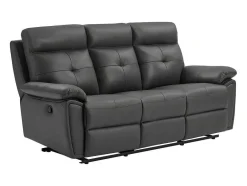 Vente-unique Relaxbanken Met Manuele Relaxfunctie-3-Zits-Relaxbank Van Grijs Leer Vineta