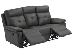 Vente-unique Relaxbanken Met Manuele Relaxfunctie-3-Zits-Relaxbank Van Grijs Leer Vineta