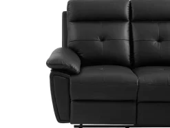 Vente-unique Relaxbanken Met Manuele Relaxfunctie-2-Zits-Relaxbank Van Zwart Leer Vineta