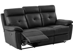 Vente-unique Relaxbanken Met Manuele Relaxfunctie-3-Zits-Relaxbank Van Zwart Leer Vineta