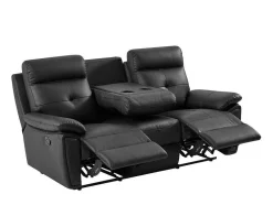 Vente-unique Relaxbanken Met Manuele Relaxfunctie-3-Zits-Relaxbank Van Zwart Leer Vineta