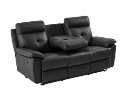 Vente-unique Relaxbanken Met Manuele Relaxfunctie-3-Zits-Relaxbank Van Zwart Leer Vineta
