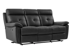 Vente-unique Relaxbanken Met Manuele Relaxfunctie-3-Zits-Relaxbank Van Zwart Leer Vineta