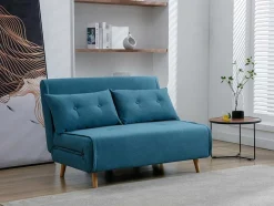 Vente-unique Klik-Klak En Bz Slaapbank-2-Zits-Slaapbank Van Blauwe Stof Uribia