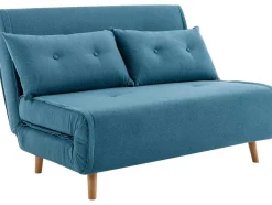 Vente-unique Klik-Klak En Bz Slaapbank-2-Zits-Slaapbank Van Blauwe Stof Uribia