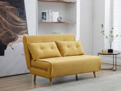 Vente-unique Klik-Klak En Bz Slaapbank-2-Zits-Slaapbank Van Mosterdgele Stof Uribia