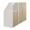Vente-unique Kleine Opberger En Slaapkameraccessoire-Zolderkast 3 Deuren En 1 Opbergvak - Wit En Houtlook - Adezio