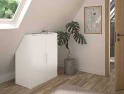 Vente-unique Kleine Opberger En Slaapkameraccessoire-Zolderkast Met 2 Deuren - Wit - Adezio