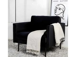 Vente-unique Aanbiedingen: Zitbank & Fauteuil-Zoom Fauteuil Velours Zwart.