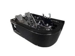 ELITESHOPPING Massagebad-Zwart Bubbelbad 170 X 115 Cm 15 Jets Voor 2 Personen Black Tulip