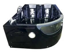 ELITESHOPPING Massagebad-Zwart Bubbelbad 180 X 120 Cm Chromotherapie 8 Jets Bluebell