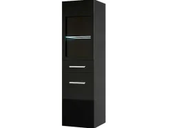 Vente-unique Badkamerkast-Zwarte Badkamerkolom Met Leds - L30 X B30 X H109 Cm - Laurine