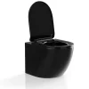 Vente-unique Hangend Toilet-Zwarte Glanzende Hang-Wc Van Keramiek Zonder Rand - Javoine