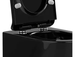 Vente-unique Hangend Toilet-Zwarte Glanzende Hang-Wc Van Keramiek Zonder Rand - Javoine