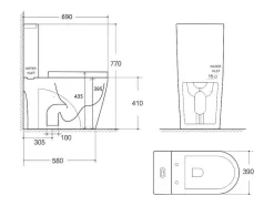 Vente-unique Staand Toilet-Zwarte Glanzende Wc Om Te Plaatsen Van Keramiek - Nagilam
