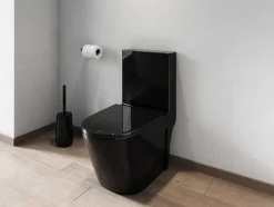 Vente-unique Staand Toilet-Zwarte Glanzende Wc Om Te Plaatsen Van Keramiek - Nagilam