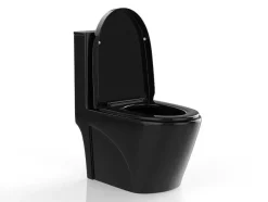 Vente-unique Staand Toilet-Zwarte Glanzende Wc Om Te Plaatsen Van Keramiek - Nagilam