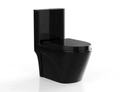 Vente-unique Staand Toilet-Zwarte Glanzende Wc Om Te Plaatsen Van Keramiek - Nagilam