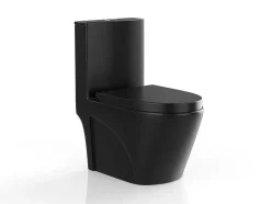 Vente-unique Staand Toilet-Zwarte Matte Wc Om Te Plaatsen Van Keramiek - Nagilam