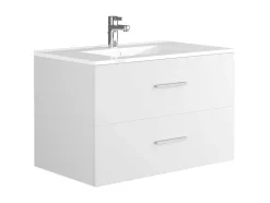 Vente-unique Badkamermeubel Met Enkele Wastafel-Zwevend Badkamermeubel Met Enkele Wastafel - Wit - 80 Cm - Kayla