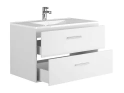 Vente-unique Badkamermeubel Met Enkele Wastafel-Zwevend Badkamermeubel Met Enkele Wastafel - Wit - 80 Cm - Kayla