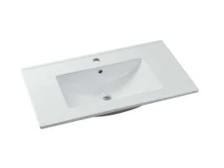 Vente-unique Badkamermeubel Met Enkele Wastafel-Zwevend Badkamermeubel Met Enkele Wastafel - Wit - 80 Cm - Kayla