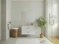 Vente-unique Badkamermeubel Met Enkele Wastafel-Zwevend Badkamermeubel Met Enkele Wastafel - Wit - 80 Cm - Kayla