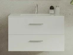 Vente-unique Badkamermeubel Met Enkele Wastafel-Zwevend Badkamermeubel Met Enkele Wastafel - Wit - 80 Cm - Kayla