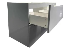 Vente-unique Dubbele Wastafel-Zwevend Wastafelmeubel Met Dubbel Inbouwbekken - Grijs - 120 Cm - Selita