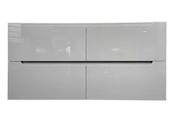 Vente-unique Dubbele Wastafel-Zwevend Wastafelmeubel Met Dubbel Inbouwbekken En Kast - Grijs - 120 Cm - Selita