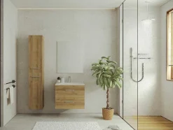 Vente-unique Badkamerkast-Zwevende Badkamerkast - 6 Legplanken - Lichte Houtlook - Kayla